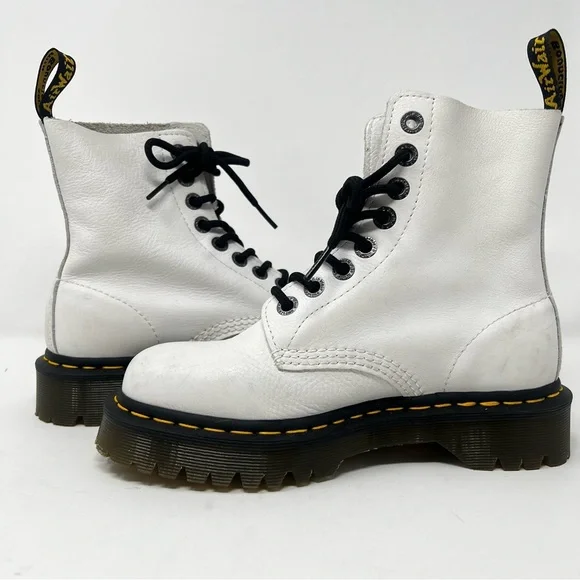 Dr. Martens White Boots with Black Laces - Picture 3 of 9
